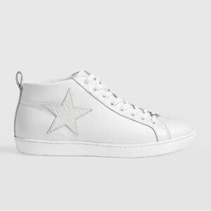 SAINT + SOFIA Hoxton Trainer - White Croc Hightop Sneakers  SZ 39